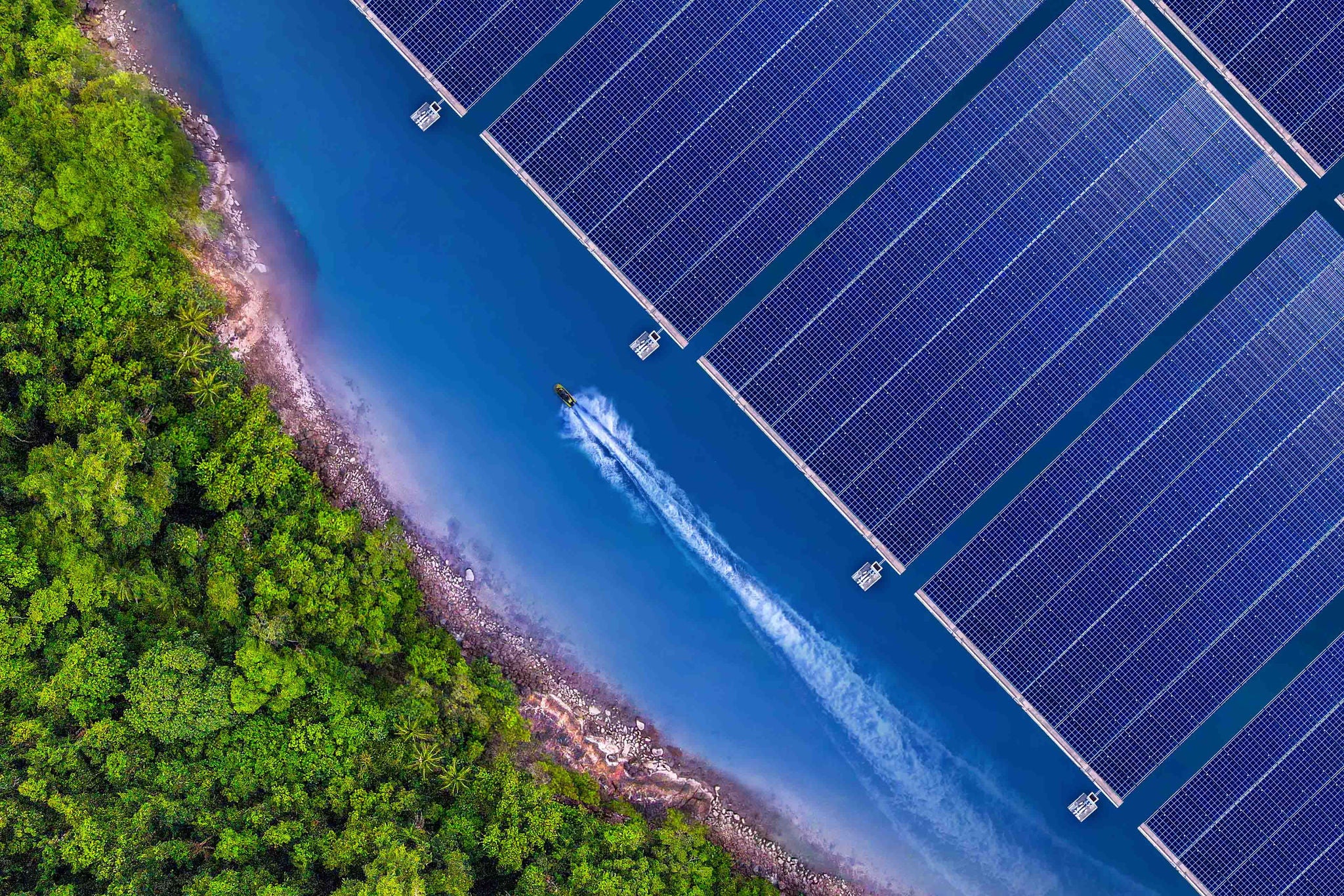 Aerial view of blue ocean