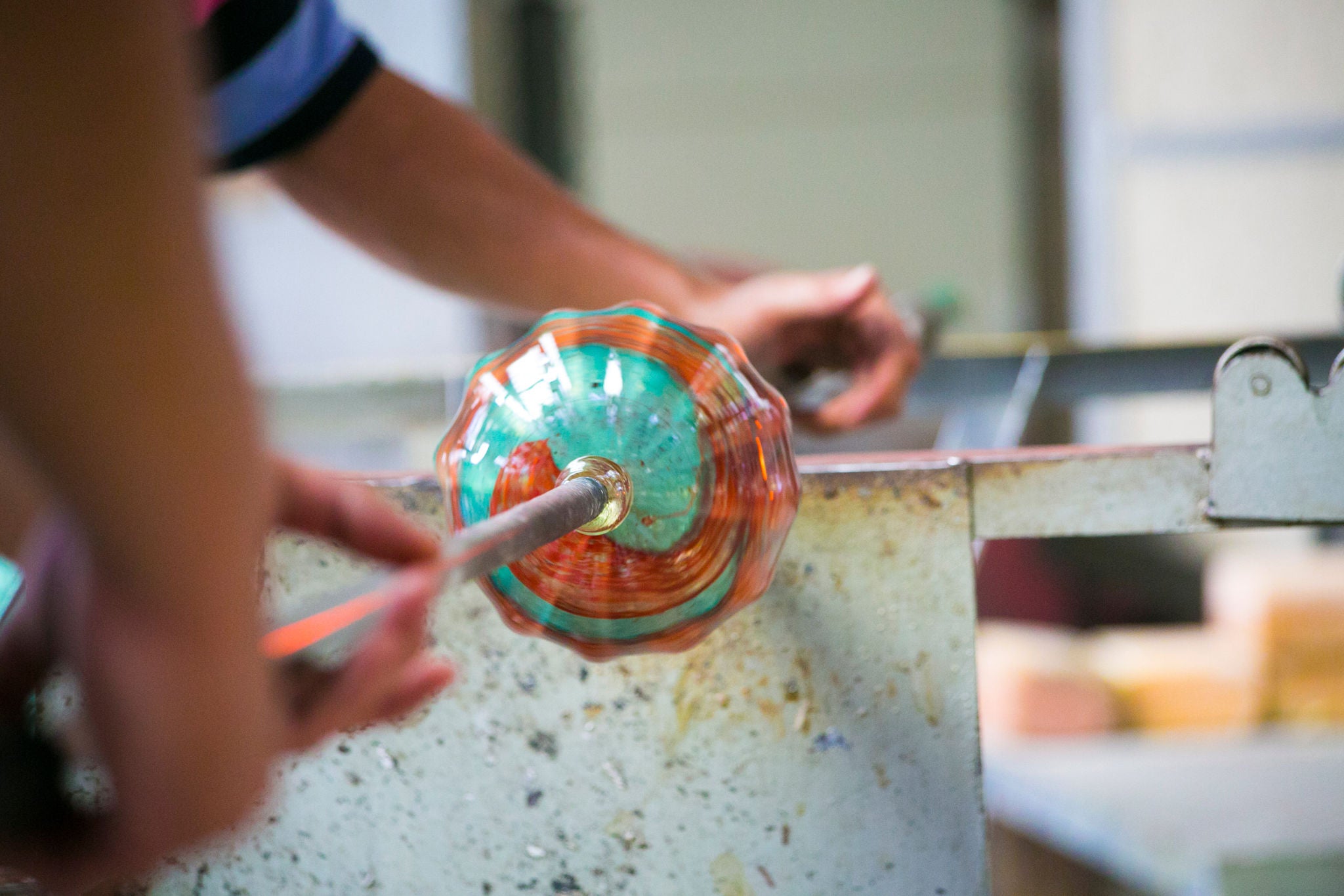 Handcrafting Process of Glass Artist Making Shape, Melting and Casting with Blow Torch